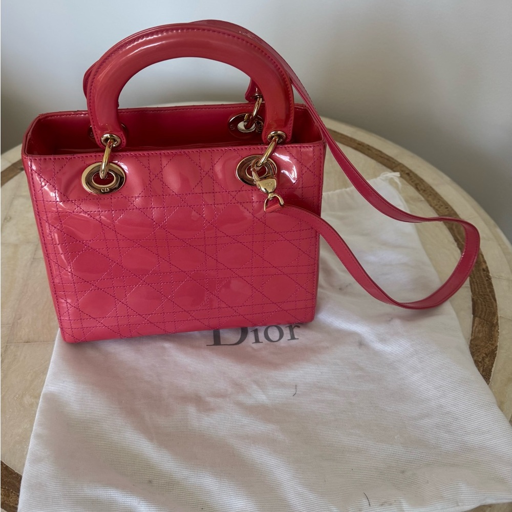 Dior Pink Quilted Handbag, patent leather, original dust bag - Picture 6 of 15